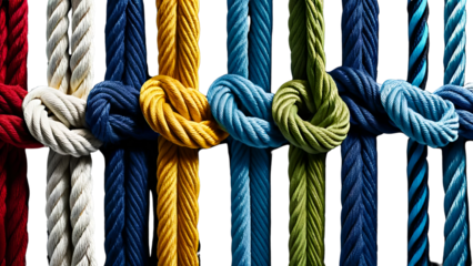 Tightly woven multi colored rope. Team rope diverse strength