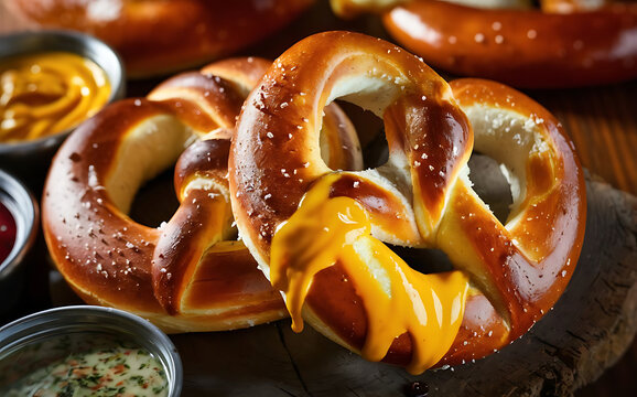 Capture the essence of Soft Pretzels in a mouthwatering food photography shot