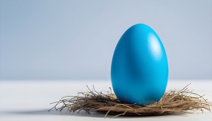Obraz premium Blue painted colorful easter egg isolated macro