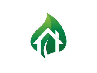 Home natural leaf logo design template
