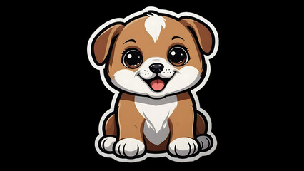 Happy baby puppy sitting isolated, cute cartoon illustration
