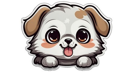 Happy baby puppy sitting isolated on white background, cute cartoon illustration