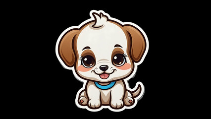 Happy baby puppy sitting isolated, cute cartoon illustration