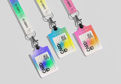 Top View of Seven Lanyard Mockup