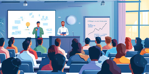 College professor teaching in classroom