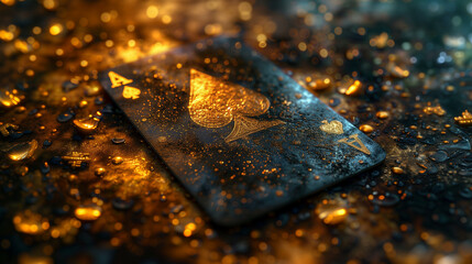 Black and Gold Ace of Spades, Generative AI.