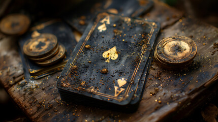Black and Gold Ace of Spades, Generative AI.