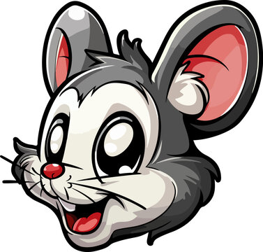 Mouse head cartoon illustration isolated on white background