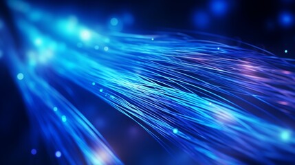 Computer-generated abstract background featuring blue-glowing interconnected fiber optic cables in 3D rendering.