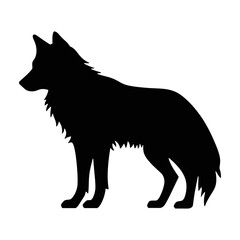 Obraz premium Wolf silhouette, wolf forest vector silhouette in flat style with a white background