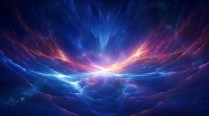 A visually captivating image depicting a colorful nebula with a bright central area simulating a celestial event