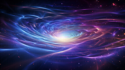 Fototapeta premium Artistic rendition of a spiral galaxy, which is ensnared by swirling patterns and a vivid interplay of colors
