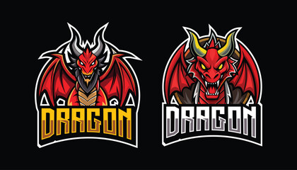 dragon esport gaming logo. set of dragon mascot design © Nurjen