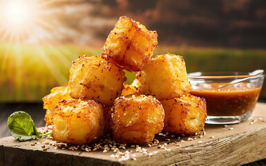 Capture the essence of Tater Tots in a mouthwatering food photography shot