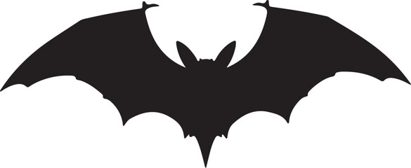 Bat Silhouette Vector Illustration White Background