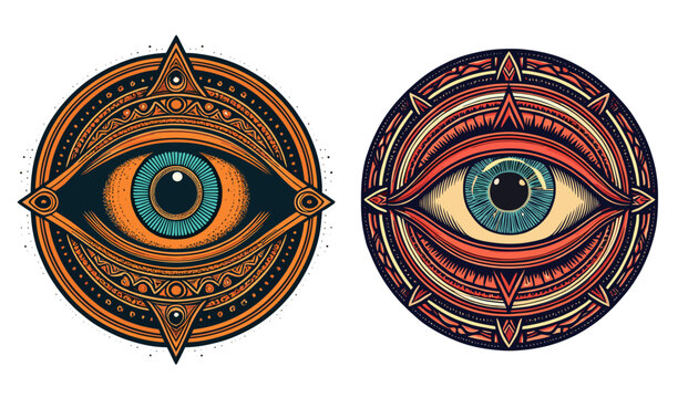 set of all seeing eyes icons