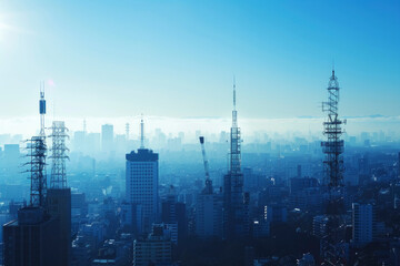Obraz premium Urban Expanse with Towering Communications