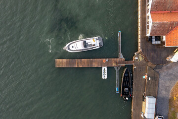 Yacht anchored from above