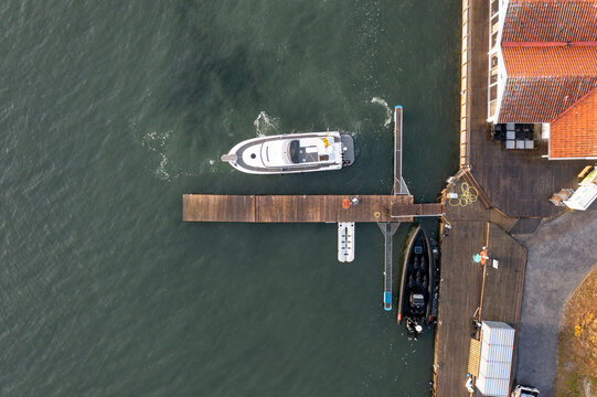 Yacht parking at the marina from above