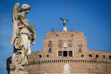 Statue of Angels on the bridge near Castle of Saint Angel in Rome