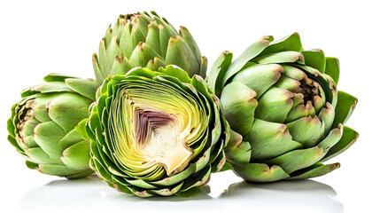 Obraz premium Artischoken isoliert auf weißen Hintergrund, Freisteller