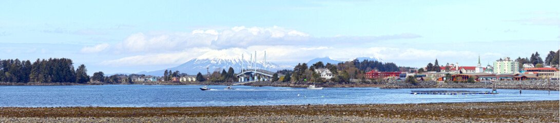Panoramic Photo of Sitka, Alaska.  City and Habour.