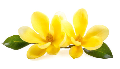 Gelbe Magnolien isoliert auf weißen Hintergrund, Freisteller