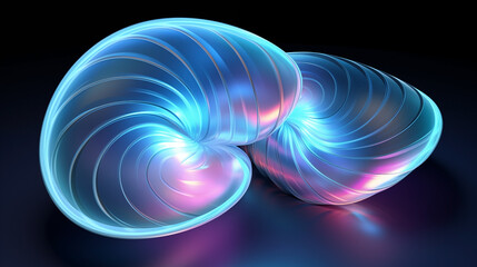 Luminous abstract 3D render of intertwining shells with a futuristic glow