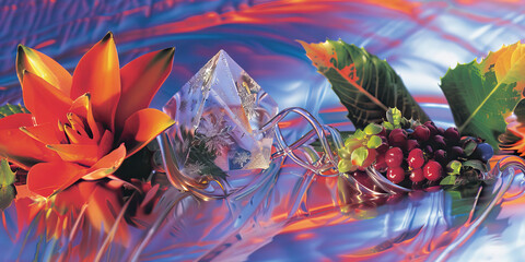 Snowflake Serenade: Listening to the Melodic Whisper of Snowflakes Falling Softly on a Silent Winter's Eve. Vivid. Y2K Nostalgia Magazine Collage