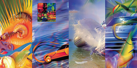 Sizzling Summer Escapes: Embracing the Heat with Sun-Drenched Adventures and Tropical Vibes. Vivid. Y2K Nostalgia Magazine Collage