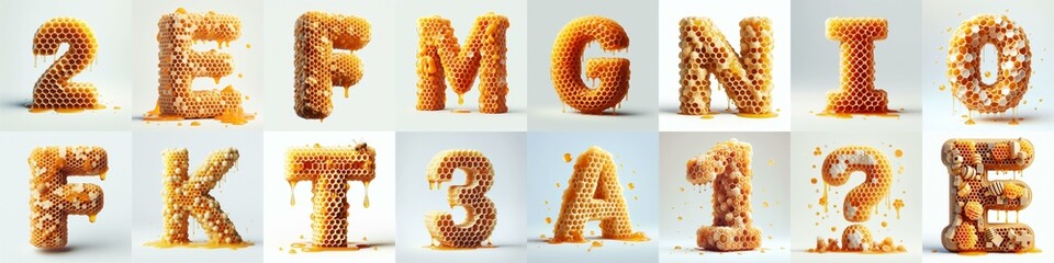 Honeycomb Lettering Typeface. AI generated illustration