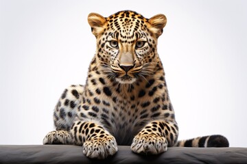a leopard lying down looking at the camera