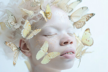A blur of butterfly wings against a soft vintage-toned backdrop, exuding nostalgia and grace