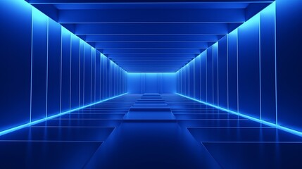 3D Blue Room with Light Style Background.