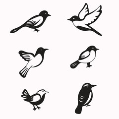 Set of bird silhouettes. Vector elements for design.
