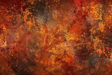 Design a mottled background that captures the rich tapestry of an autumn harvest, with a palette of deep oranges, reds, and browns intermingled with the golden hues of ripe grain