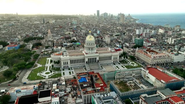 Aerial view: Capitolio Havana Cuba