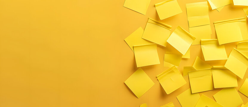 blank yellow paper notes at a yellow wall and extra copy space - Powered by Adobe