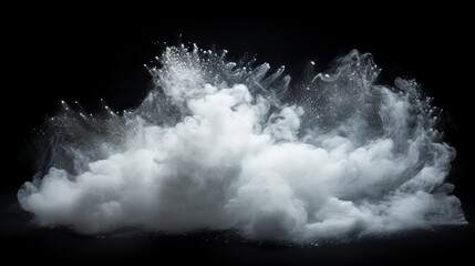 Abstract Design of White Powder Cloud on Dark Background