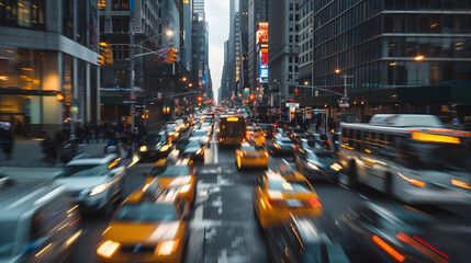 traffic speed motion blur at a big city