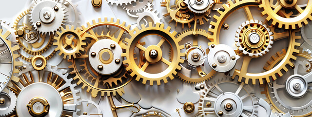 Gears and mechanisms of a clock. Interlocking gears in perfect harmony, orchestrating the passage of time with mesmerizing precision. - 751706335
