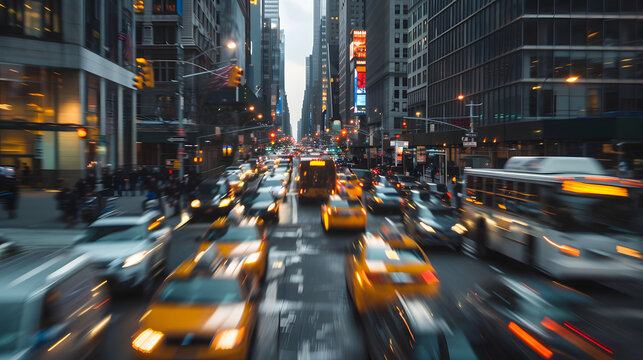 traffic speed motion blur at a big city