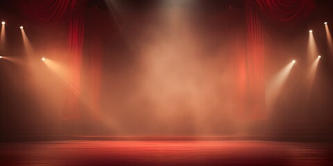 Theater stage light background with spotlight illuminated the stage for opera performance. Stage lighting. Empty stage with bright colors backdrop decoration. - obrazy, fototapety, plakaty