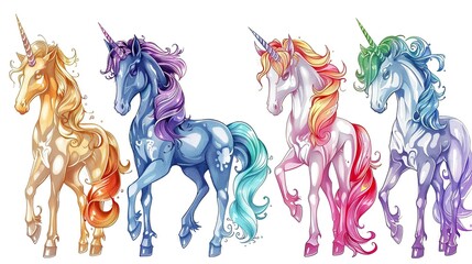 neon mystique: a parade of magical unicorns