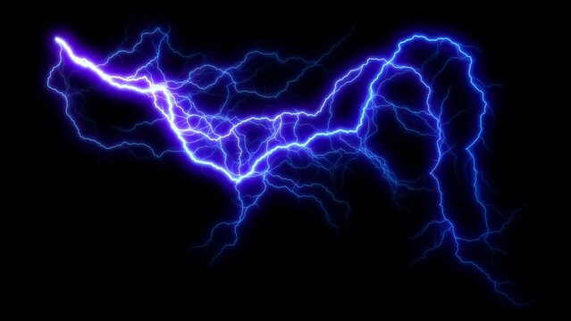 Electric Blue Lightning Bolts Against Dark Background