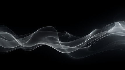 Abstract White Smoke Swirls Against Black Background