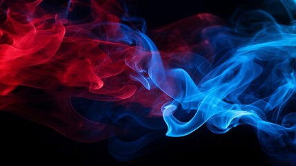 Blue and Red Smoke Against Black Background