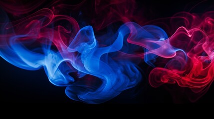 Obraz premium Blue and Red Smoke Against Black Background