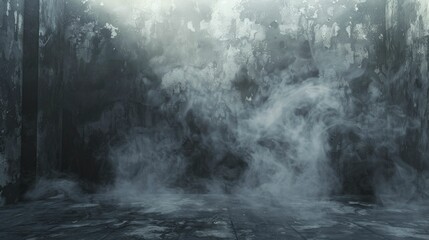 A product focus set against a dark, brooding concrete backdrop with swirling smoke creates an intriguing atmosphere.