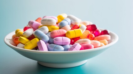 Diverse mix of vibrant medical tablets.